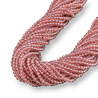 Perline Di Cristalli Rondelle Sfaccettate 4x3mm 100 FILI Su Filo Di Cotone Pronti all'uso Violaceo