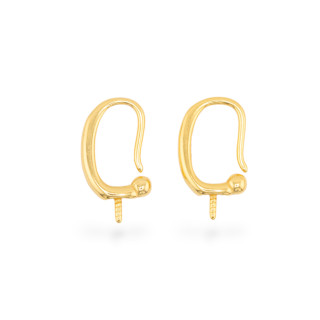 Base Per Orecchini Di Argento 925 A Monachella 9x13mm 4 Paia Dorato