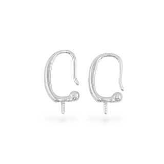 Base pour Boucles d'Oreilles Argent 925 avec Crochet 9x13mm 4 Paires Plaqué Rhodié