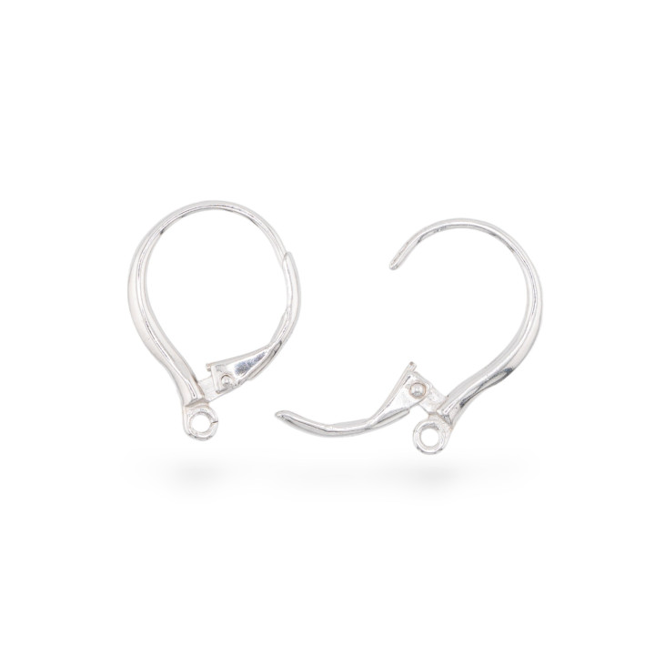 Base Pour Boucles D'oreilles En Argent 925 Boucles D'oreilles Gouttes Fermées Françaises 12x15mm 5 Paires Plaqué Rhodium