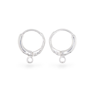 Base Per Orecchini Di Argento 925 Monachella Francese Tonda Chiusa 13mm 5 Paia Rodiato