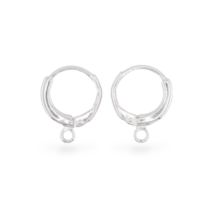 Ohrringbasis aus 925er Silber, französischer runder geschlossener Haken, 13 mm, 5 Paar, rhodiniert