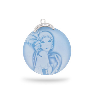 925 Silver Connector Component Natural Agate Cameo Hand Engraved MADE IN ITALY Round 32mm 1pc