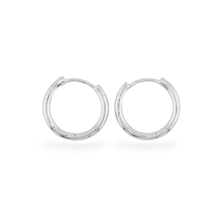 Pendientes De Plata 925 Con Círculo 18x2mm 2 Pares Rodiados