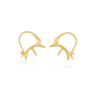 925 Silver Earring Base Closed Stud 14x12mm 4 Pairs Gold