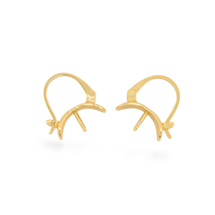 Basis für Ohrringe aus 925er Silber, geschlossener Ohrstecker, 14 x 12 mm, 4 Paar, golden