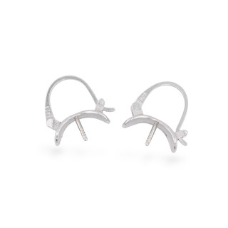 Base Pour Boucles D'Oreilles En Argent 925 Avec Tige Fermée 14x12mm 4 Paires Plaqué Rhodium