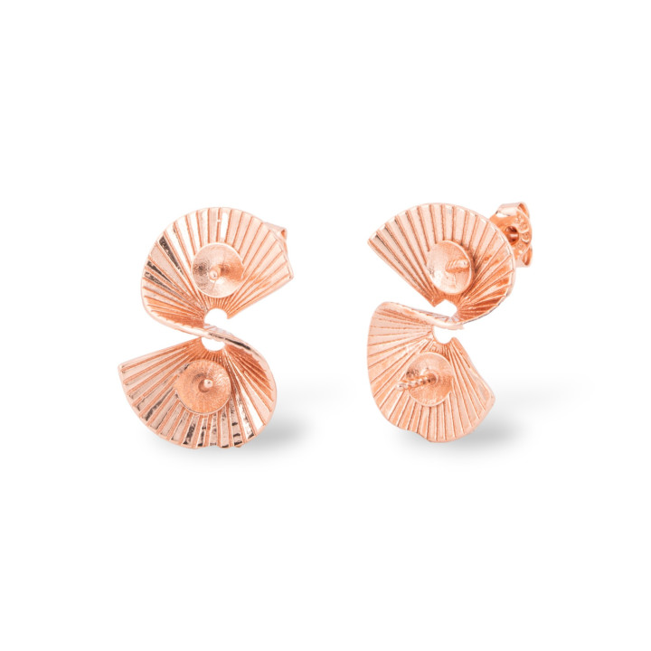 Βάση για ασημένια 925 διπλά ανεμιστήρα σκουλαρίκια με μαργαριταρένια κύπελλα 12x17,5mm 1 ζευγάρι ροζ χρυσό