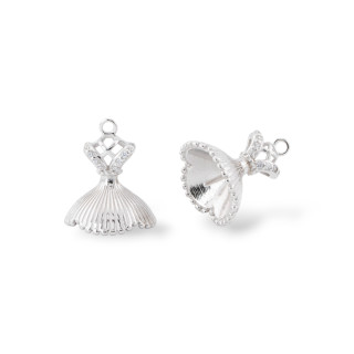 Base para Colgante de Plata 925 con Circonitas y Copa 13x15mm 3ud Rodiada