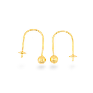 Basi Per Orecchini A Monachella A Vite Di Argento 925 11x17mm Con Coppetta Da 4mm 4Paia Dorato