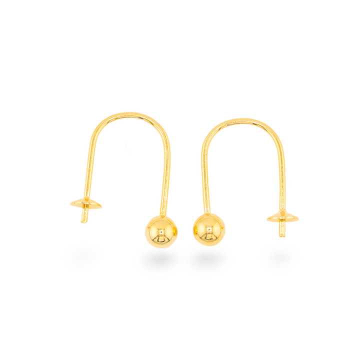 Base Per Orecchini A Monachella A Vite Di Argento 925 11x17mm Con Coppetta Da 4mm 4 Paia Dorato