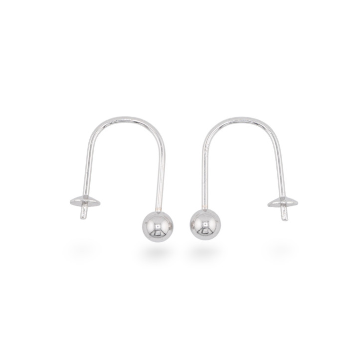 Basi Per Orecchini A Monachella A Vite Di Argento 925 11x17mm Con Coppetta Da 4mm 4Paia Rodiato