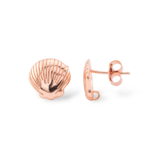 Base Per Orecchini A Perno Di Argento 925 Conchiglia 11,5mm 2 Coppie Oro Rosa