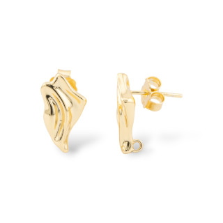 Base Per Orecchini A Perno Di Argento 925 Fantasia 9x16mm 2 Coppie Dorato