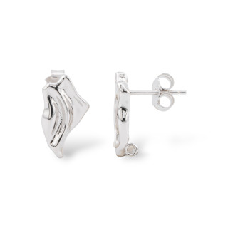 Base Per Orecchini A Perno Di Argento 925 Fantasia 9x16mm 2 Coppie Rodiato