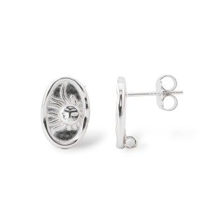 Basi Per Orecchini A Perno Di Argento 925 Ovale Sole 9,5x13,5mm 2 Coppie Rodiato