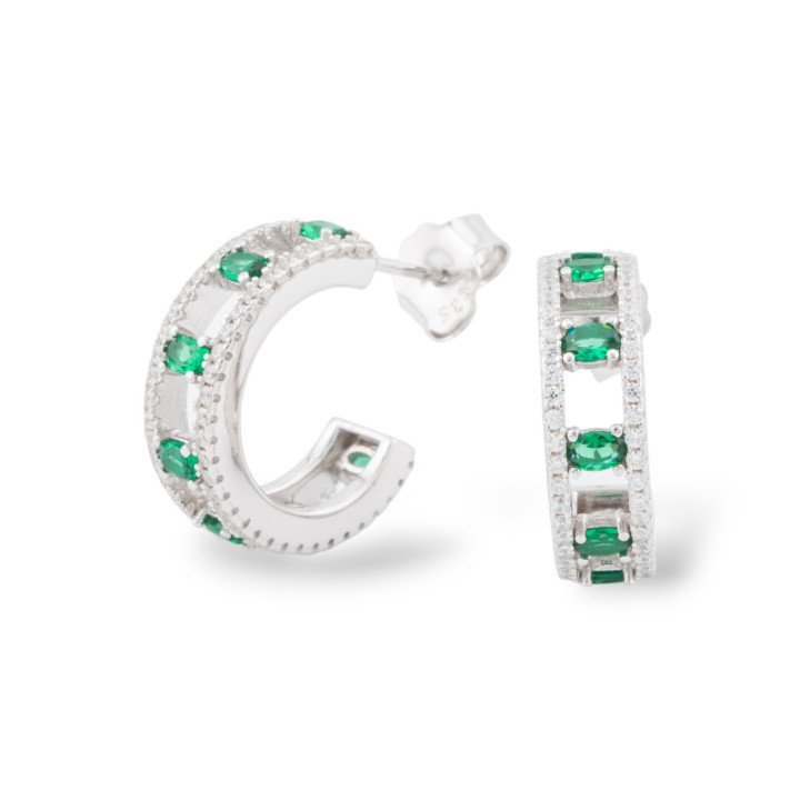 925 Silver Earrings Aurora Collection With Green Zircons