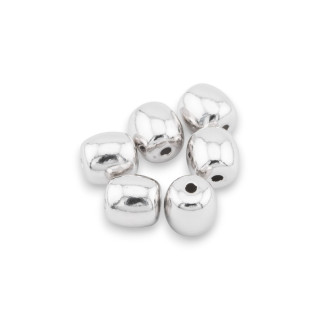 Composant Entretoise Perles en Argent 925 Baril 7x7.5mm 6pcs Plaqué Rhodium