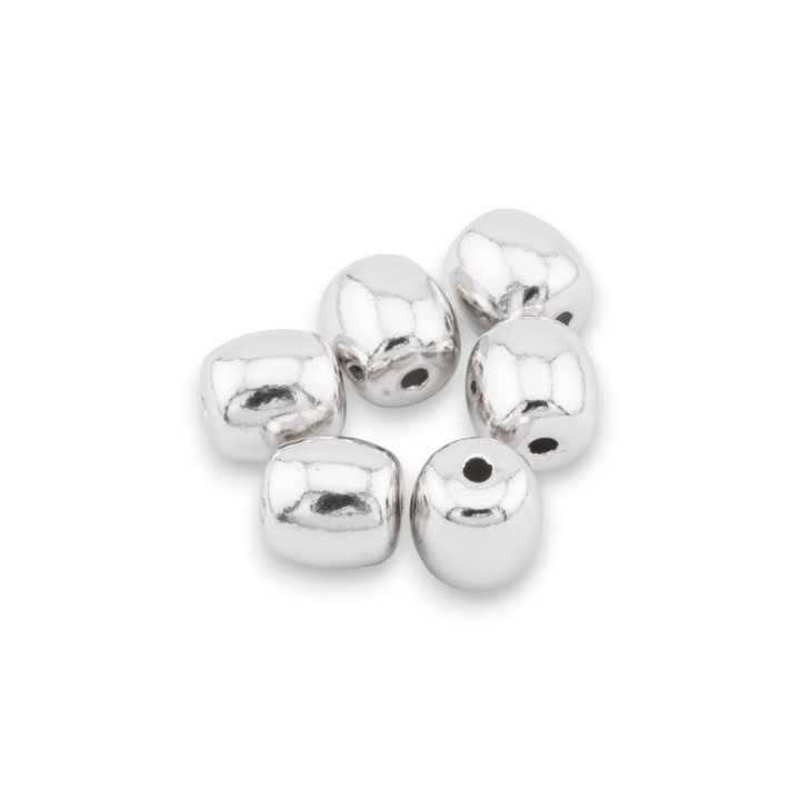 Composant Entretoise Perles en Argent 925 Baril 7x7.5mm 6pcs Plaqué Rhodium
