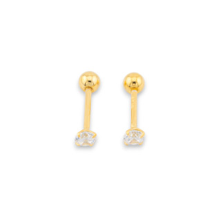 Boucles d'oreilles en argent 925 avec clou en zircon point lumineux 3,5 mm avec boule à vis 8 paires dorées