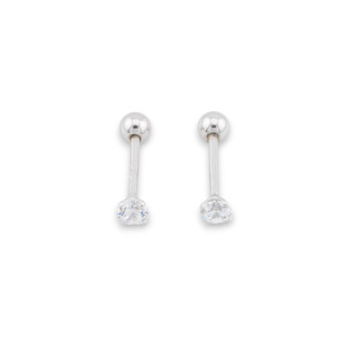 Ohrringe aus 925er Silber mit Zirkon, 3,5 mm heller Punktstecker mit Schraubkugel, 8 Paar rhodiniert