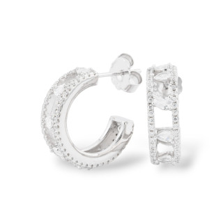 Collection Aurora Boucles D'oreilles En Argent 925 Avec Zircons Blancs