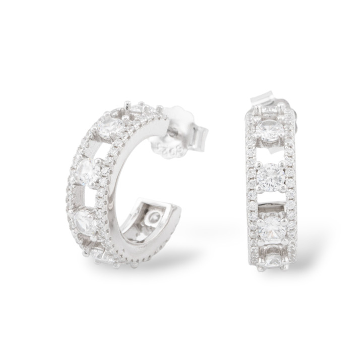 Collection Aurora Boucles D'oreilles En Argent 925 Avec Zircons Blancs