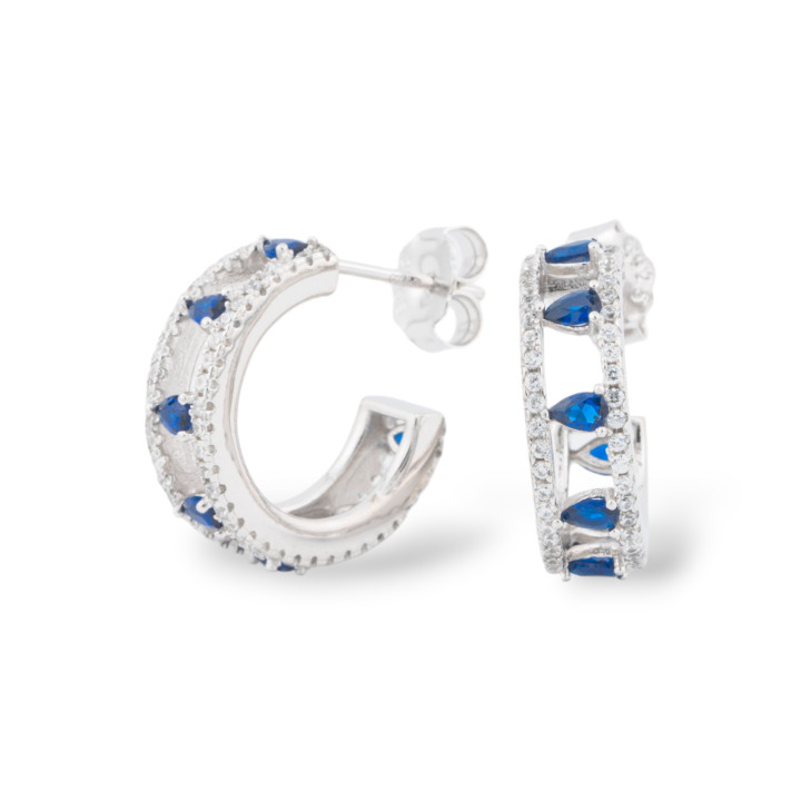 Orecchini Di Argento 925 Collezione Aurora Con Zirconi Blu
