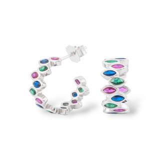 Boucles D'oreilles En Argent 925 Collection Aurora Avec Zircons Multicolores
