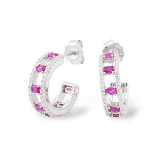 Pendientes Colección Aurora Plata 925 Con Circonitas Rojas