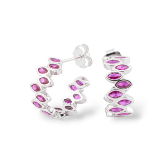 Orecchini Di Argento 925 Collezione Aurora Con Zirconi Rosso