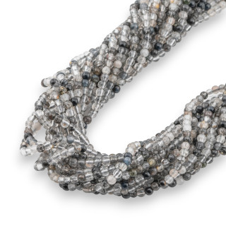 Quarzo Rutilato Nero Graffittato Tondo Liscio  3mm