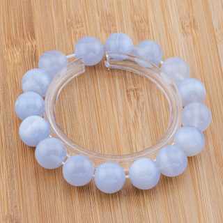 Smooth Round Chalcedony Elastic Bracelet (PLG) 13mm