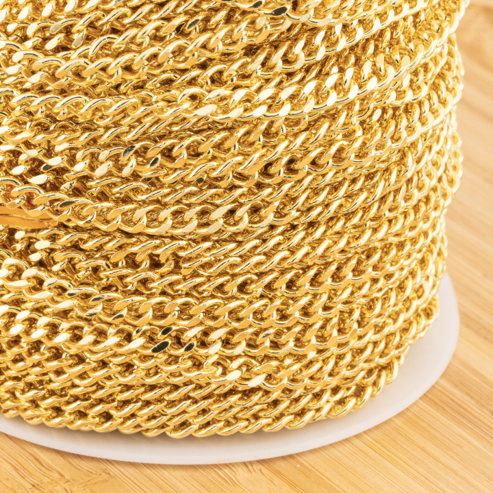 Panzerkette aus Messing als Meterware, 5 mm, 114SF, 1 Meter Gold