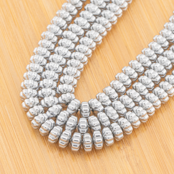 Ematite Argentato Rondelle Fiore 8x4mm