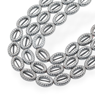 Φυσικός Αιματίτης Οβάλ Διάτρητος Με Υφή Marinara 10x14mm