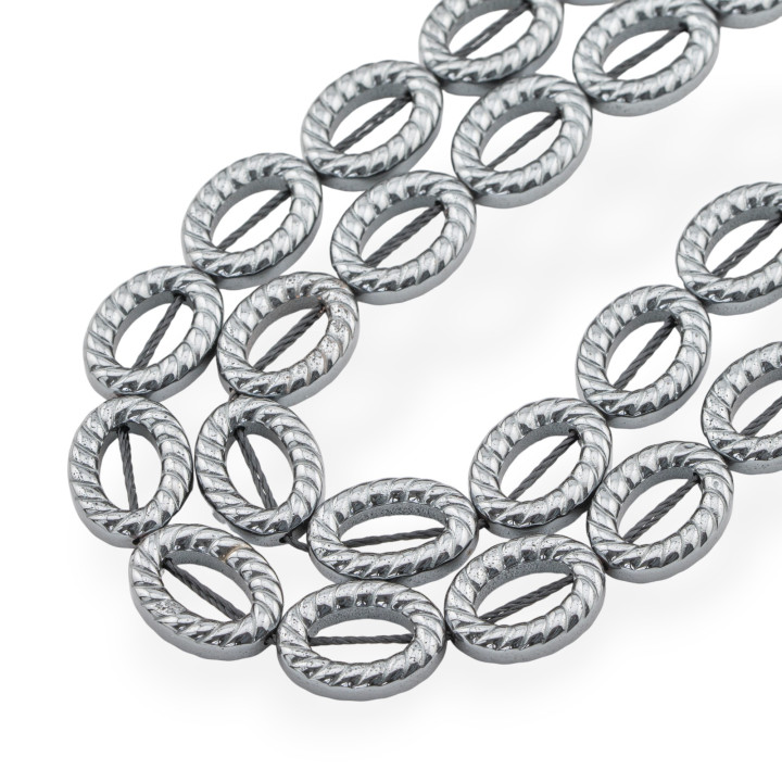 Τρυπημένος Οβάλ Φυσικός Αιματίτης Με Υφή Marinara 12x16mm