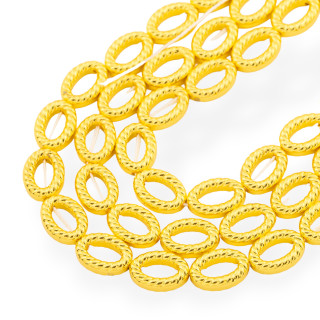 Hematita Ovalada De Oro De 18k Perforada Con Textura Marinara 10x14mm