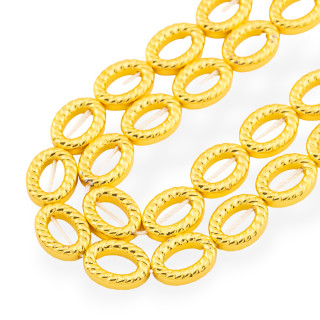 Ematite Oro 18k Ovale Forato Con Trama Marinara 12x16mm