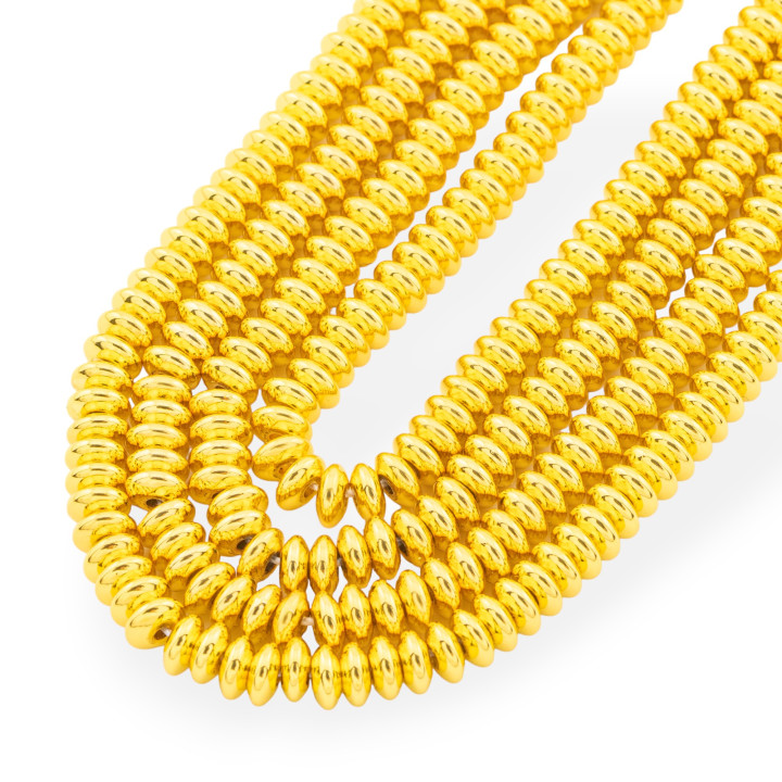 Hematite 18K Gold Rondelle 6x3.0mm