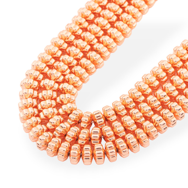 Hématite Or Rose Rondelle Fleur 8x4mm