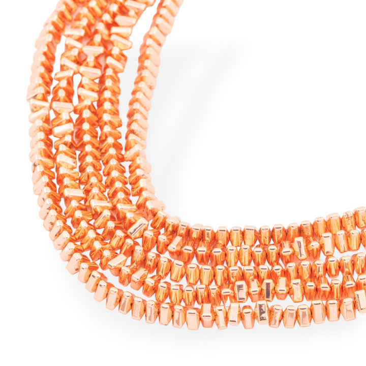 Triángulo Rondelle Hematita Oro Rosa 4x3mm