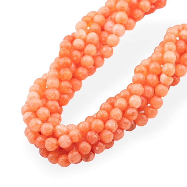 Giada Giadeite Colorata Linea Economica Perlina Tonda Sfaccettata 6mm Arancio Chiaro