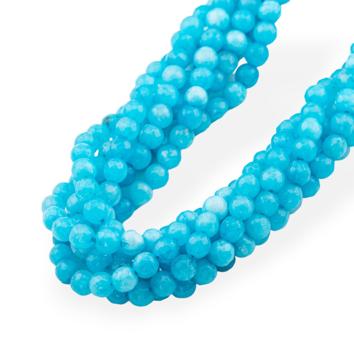 Giada Giadeite Colorata Linea Economica Perlina Tonda Sfaccettata 6mm Celeste