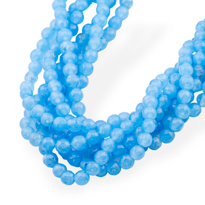 Giada Giadeite Colorata Linea Economica Perlina Tonda Sfaccettata 6mm Celeste Trasparente