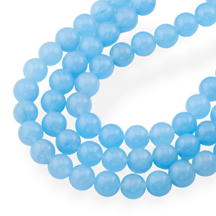 Jade Jadeite Colored Economy Line Round Smooth 10mm Light Blue Transparent