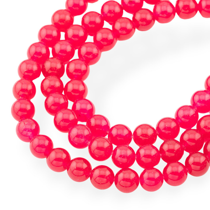 Jade Jadeíta de Colores Línea Económica Redondo Liso 10mm Rojo