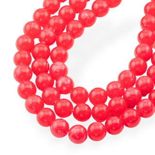 Έγχρωμο Jadeite Jade Economic Line Ομαλή Στρογγυλή 10mm Ανοιχτό κόκκινο