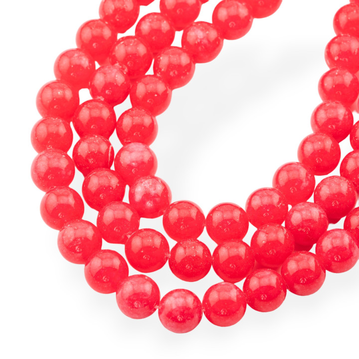 Jade Jadeite Colored Economy Line Round Smooth 10mm Light Red
