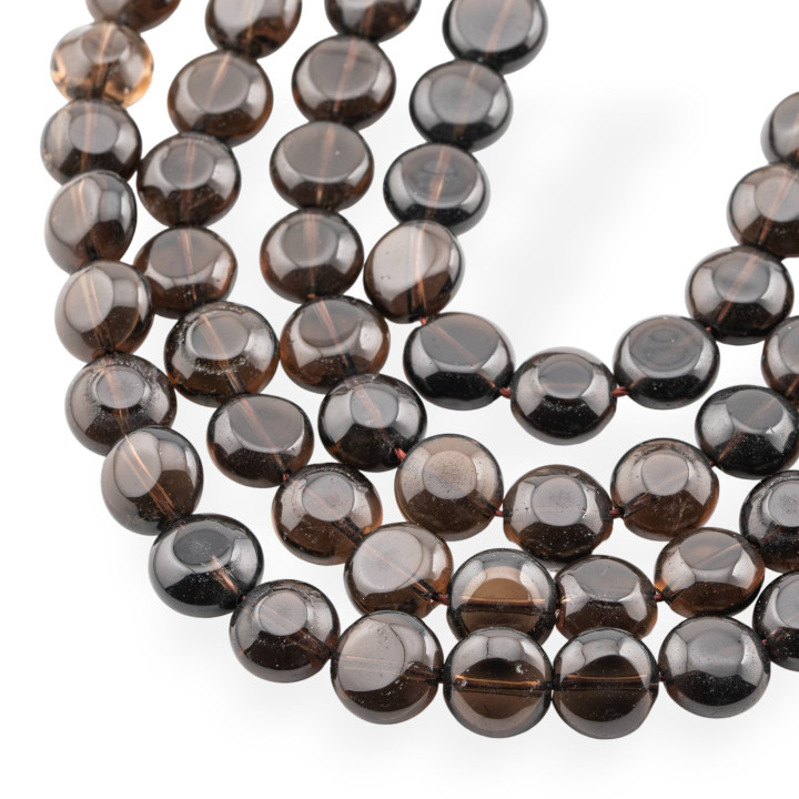 Quartz Fumé Rond Plat Lisse 10mm